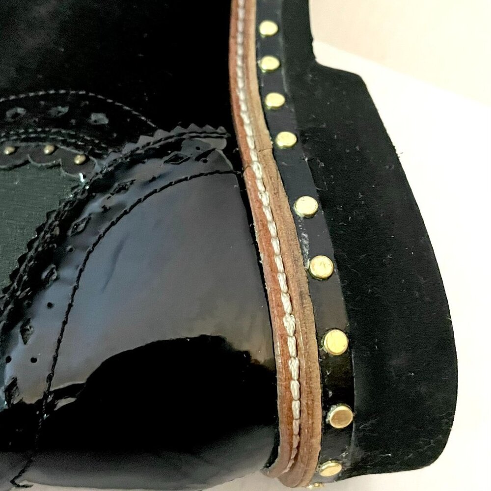 Free People Atlas Black Suede Leather Studded Chelsea Moto Ankle Boots - Picture 6 of 15